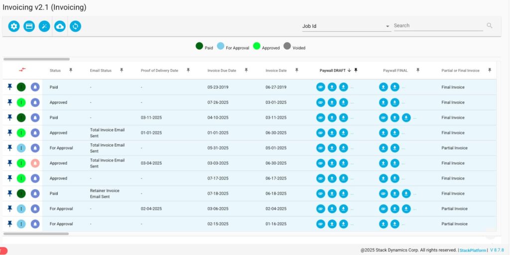 A screenshot of an invoicing software interface showing version 2.1, with elements such as a document icon and displayed numbers in a grid format.