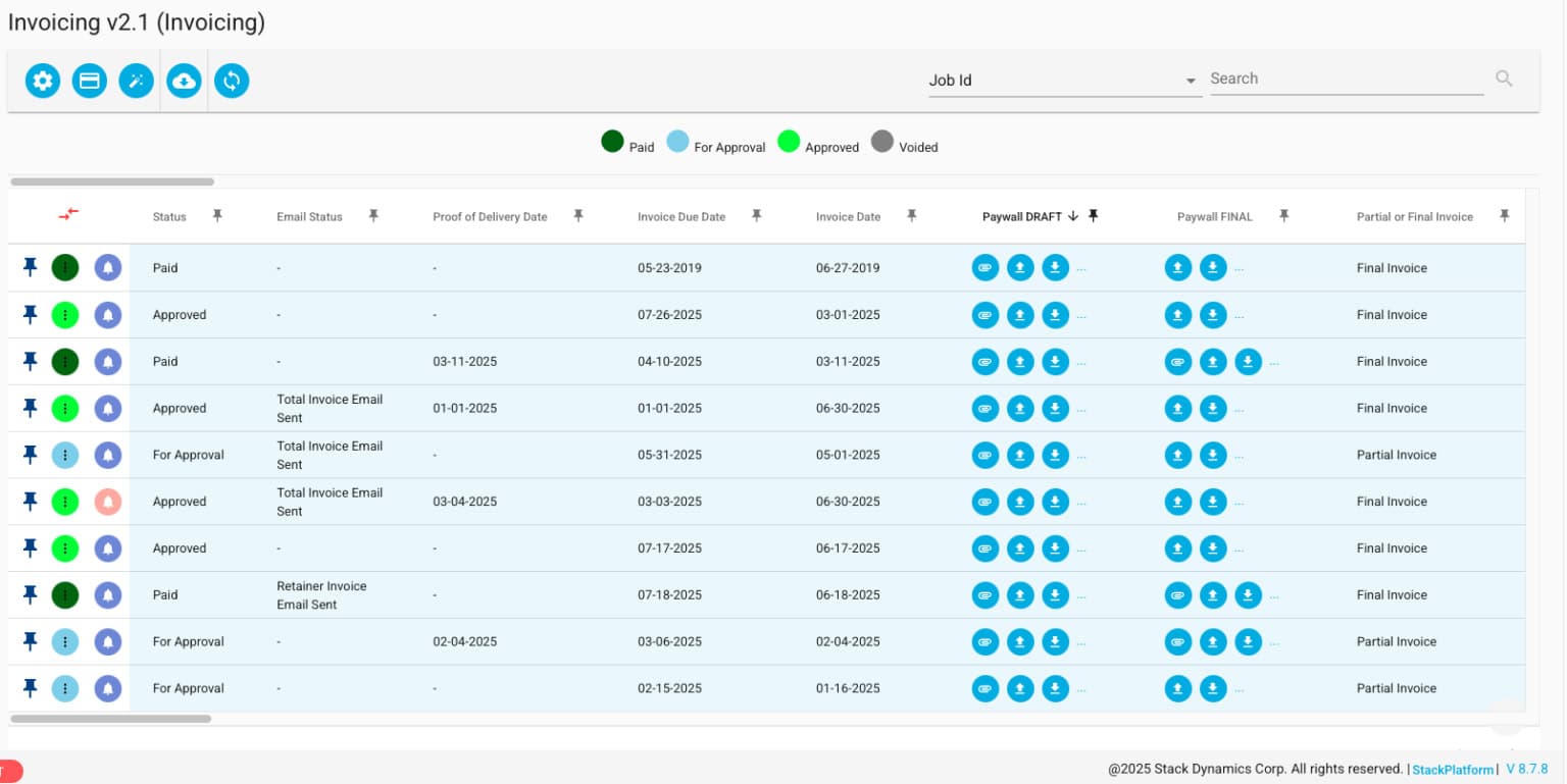 A screenshot of an invoicing software interface showing version 2.1, with elements such as a document icon and displayed numbers in a grid format.